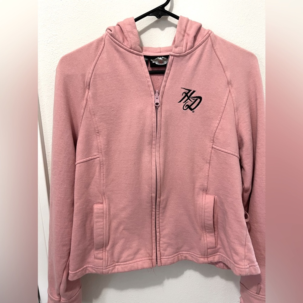 Woman’s Harley Davidson zip up. Great condition. Blush pink